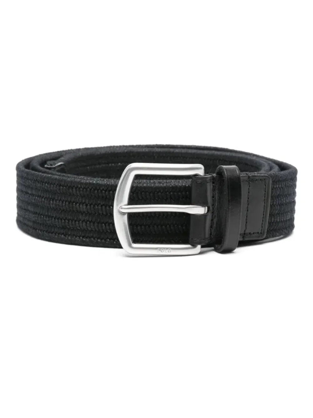 NWT Polo Ralph Lauren Leather-Trim Braided Belt Black Size Medium